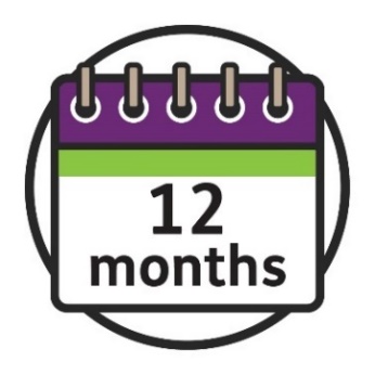 Calendar icon that says 12 months.