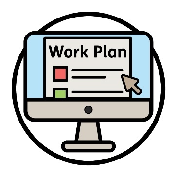 Website icon showing a work plan icon.