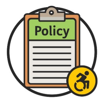 Policy icon with a disability icon next to it.