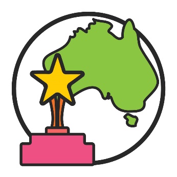 An award icon in front of a map of Australia.