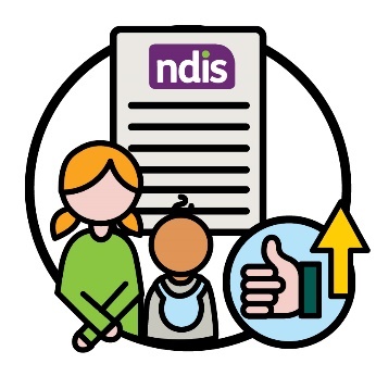 2 children with an NDIS plan behind them. Next to them is a make better icon.