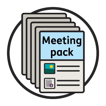 A stack of 'Meeting pack' Easy Read documents.