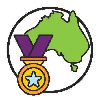 A map of Australia with a medal icon next to it.