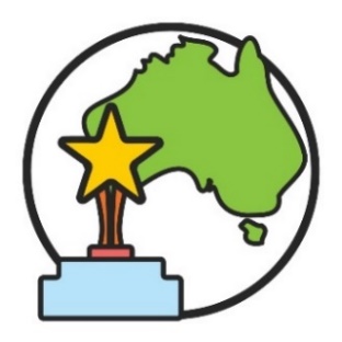 An award icon in front of a map of Australia.