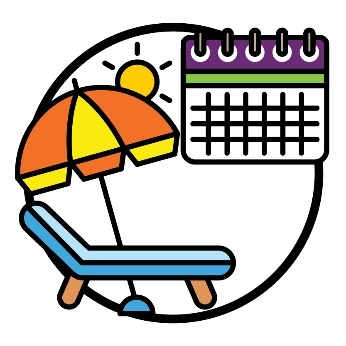 A lounge chair with an umbrella. Above is a calendar.