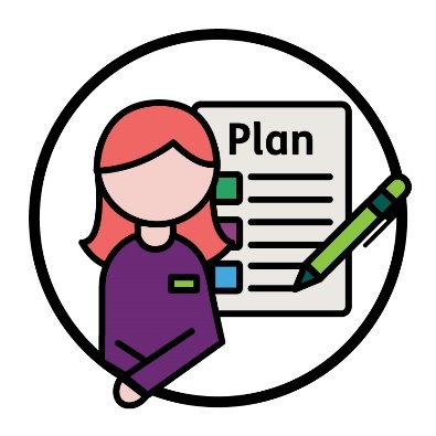An NDIS planner next to a pen writing on a plan document.
