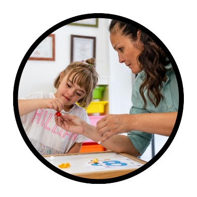 A person supporting a child.