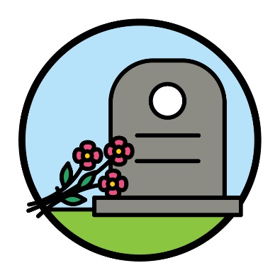 Flowers on a grave and headstone.