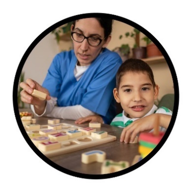 Someone supporting a child to play.