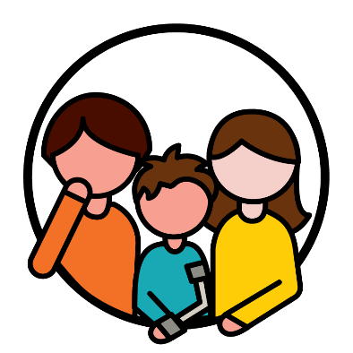 2 parents and a child with disability. One of the parents looks worried.