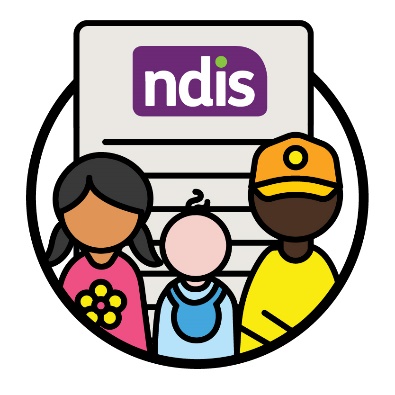 An NDIS document behind 3 children.