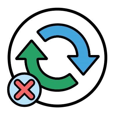 A change icon next to a cross. The change icon is 2 arrows pointing to each other in a circular shape.