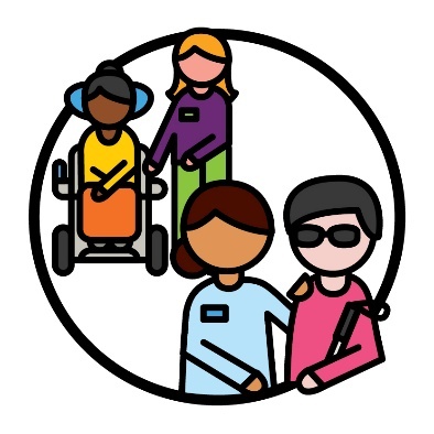 An NDIS worker supporting someone and a support worker supporting someone else.