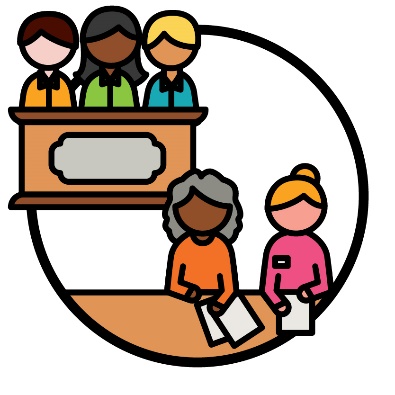 3 people behind a bench and 2 Reference Group members.