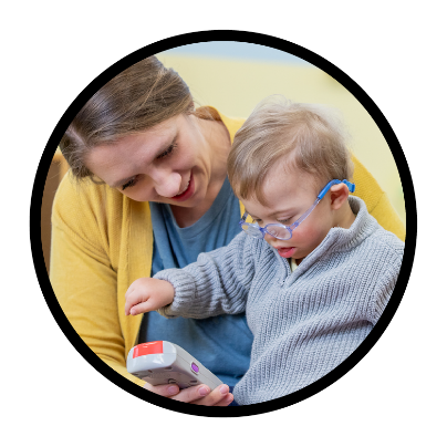 Someone supporting a child with disability.