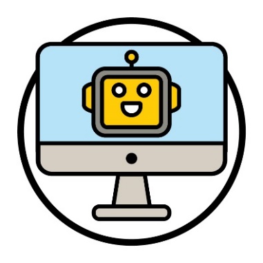 A computer screen with a robot face on it.