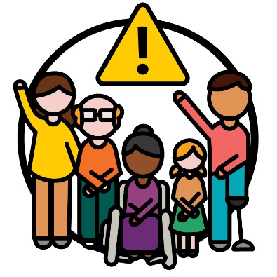 A group of participants. Above is a problem icon.