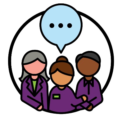 NDIA workers with a speech bubble above them.