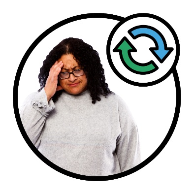 A person who looks upset. Next to them is a change icon.
