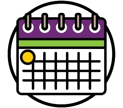 A calendar with a circle at the beginning of the month.