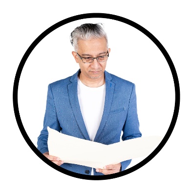 A person looking at a document.
