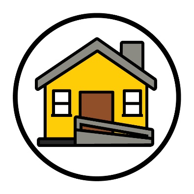 A house with a ramp. 