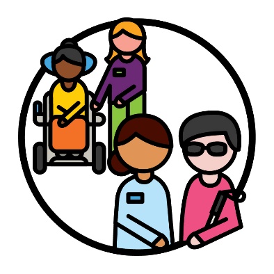 2 people supporting people with different disabilities.