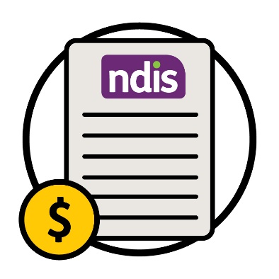 An NDIS document next to a dollar sign. 