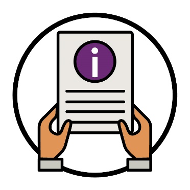 A person holding a document with an information icon on it.