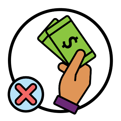 A hand holding cash next to a cross.