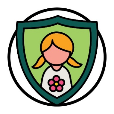 A child protection icon - a shield with an image of a child on it.