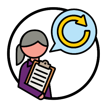 An NDIA worker next to a speech bubble showing an update icon.