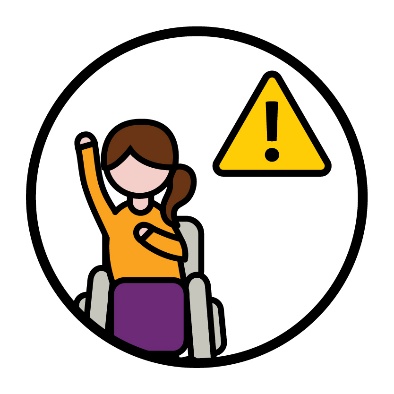 A person pointing to themself next to a problem icon.