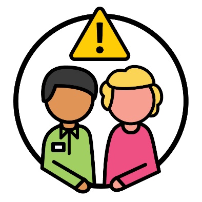 A problem icon above a person supporting someone.