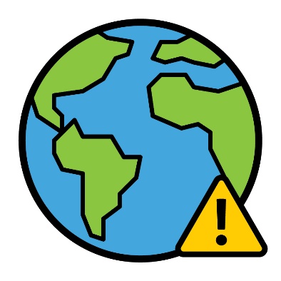 A world icon and a problem icon.