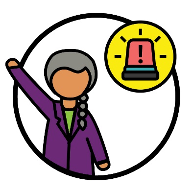 An NDIA worker with their hand raised next to a problem icon.