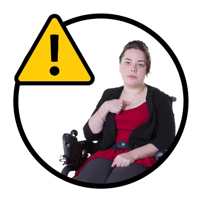 A person with disability next to a problem icon. 