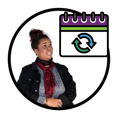 A worried person next to a calendar with a change icon. 