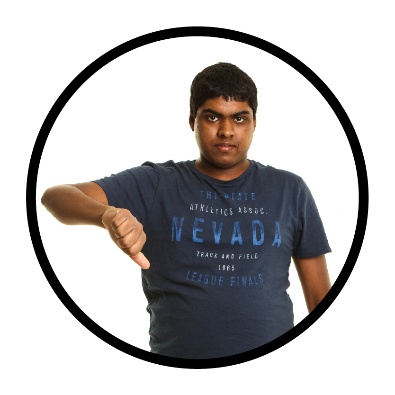 A person giving a thumbs down. 
