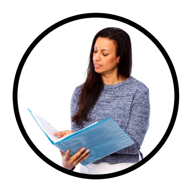 A person reading a document. 
