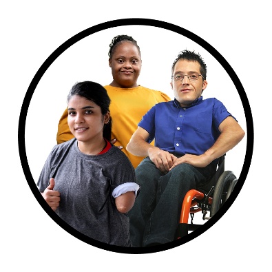 3 people with different disabilities. 