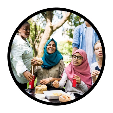A group of people from different cultures. 