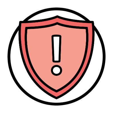 An exclamation icon inside a shield to show something is unsafe.