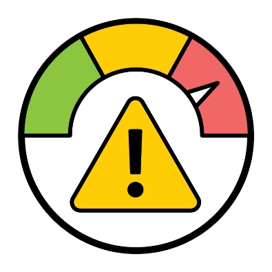 A high risk icon above a problem icon.