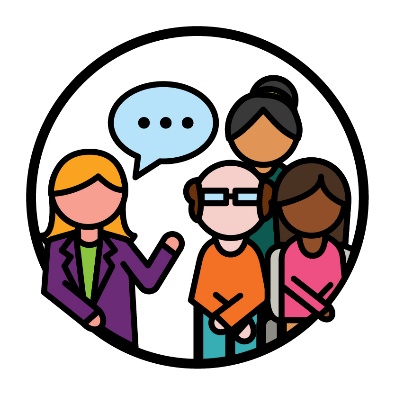 A person taking to 3 Reference Group members.