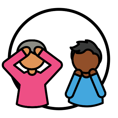 Icons of 2 First Nations participants who look stressed.