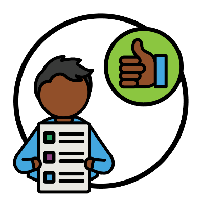 A First Nations participants holding an NDIS plan. Above them is a thumbs up.