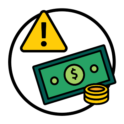 An issue icon next to money.