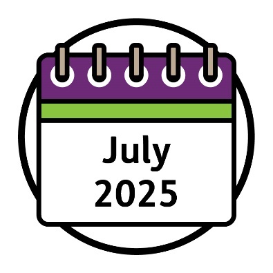 A calendar that says 'July 2025'.