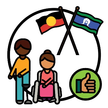2 participants next to a thumbs up. Above them is the Aboriginal flag and the Torres Strait Islander flag.
